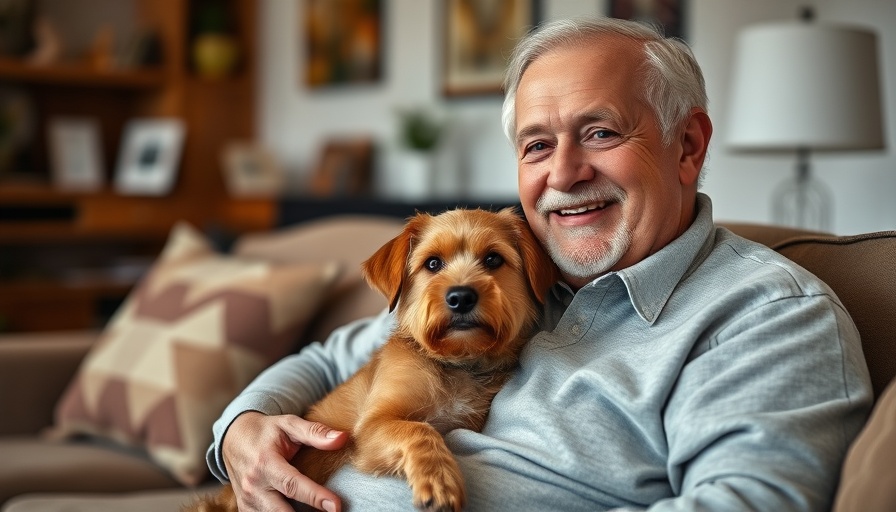 Elderly man smiling with a small dog during Pet Spayathon Santa Maria