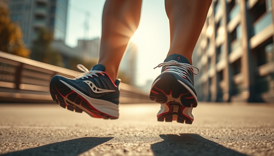 Dynamic close-up of running shoes showing Saucony Hurricane 25 in motion.