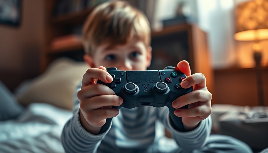 Child gaming at home, fostering family connection.