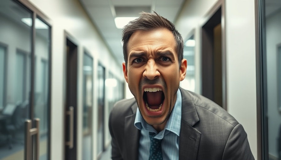 A man expressing frustration in an office setting related to employee feedback and organizational response.
