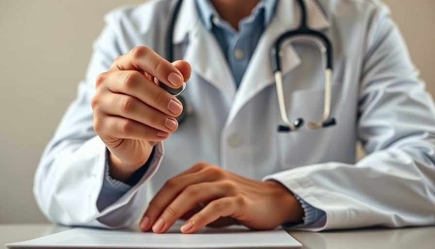 Doctor holding stethoscope, seated at a desk, Impella 5.5 heart pump