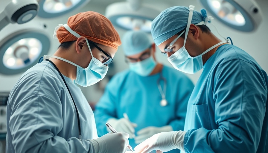 Healthcare professionals in a sterile operating room, illustrating the environmental impact of the healthcare sector.