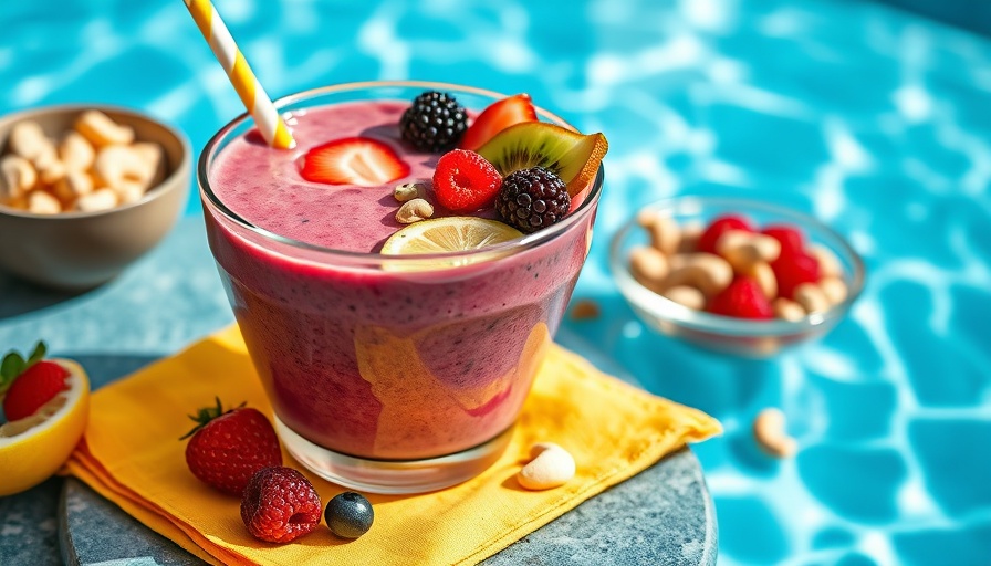 Berry smoothie bowl with kiwi and cashews - healthy summer snacking options.