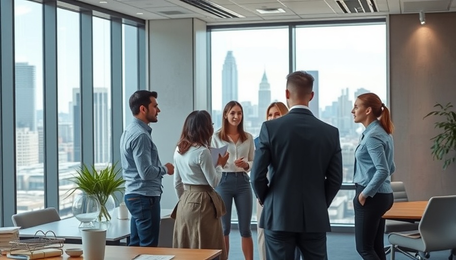 Modern open office promoting work-life balance with diverse team.
