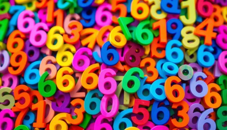 Vibrant abstract pattern with overlapping colorful numbers, conveying chaos.