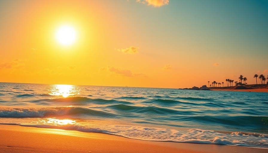 After sun exposure scene with ocean and sunset.