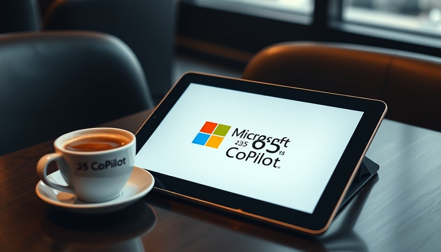 Tablet with Microsoft 365 Copilot on a café table, risks of Microsoft 365 Copilot for municipalities context.