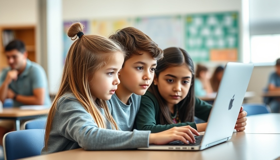 Kids learning online safety in classroom.
