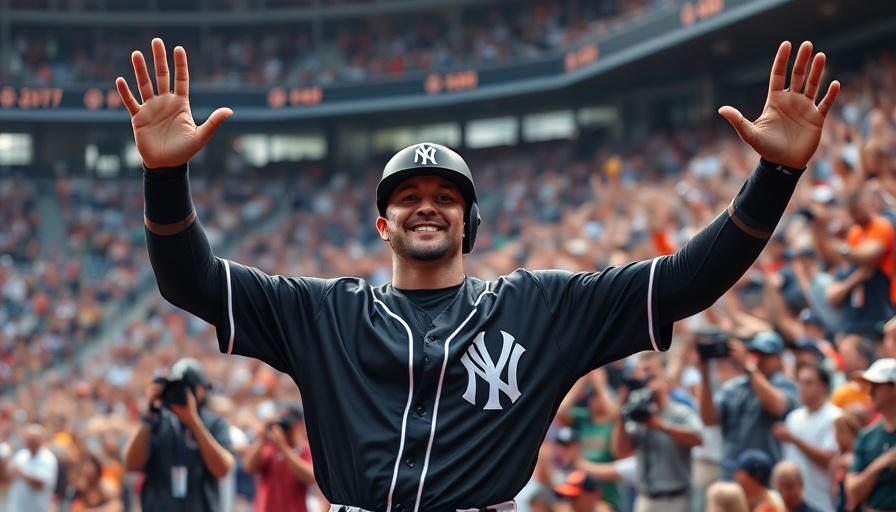 Baseball player waving to crowd, capturing home run record achievement.