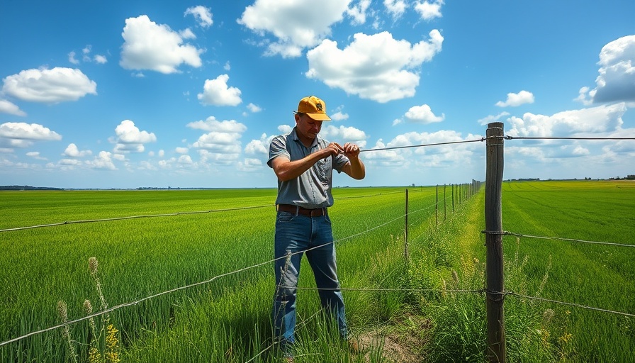 Person in field assembling fence during vegan self-harvest farming.