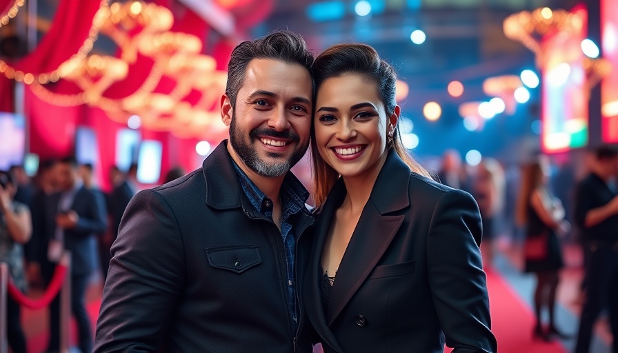 Couple embracing on red carpet, illustrating work-life balance in marriages.