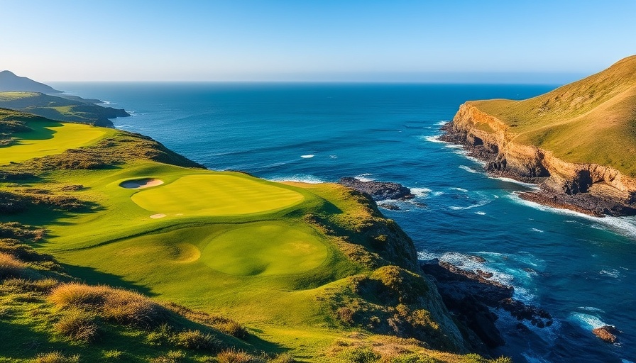 Stunning coastal golf course along ocean cliffs, showcasing costs.