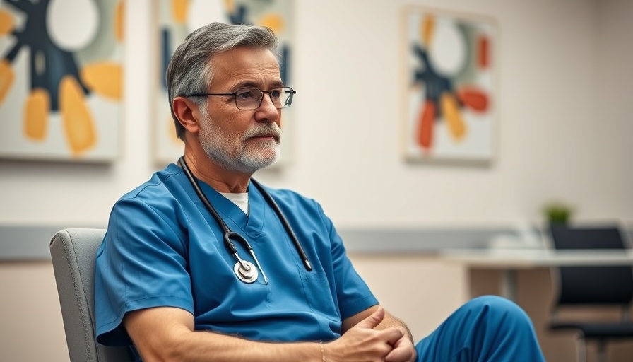 Doctor in blue scrubs discussing health impacts of excessive screen time.