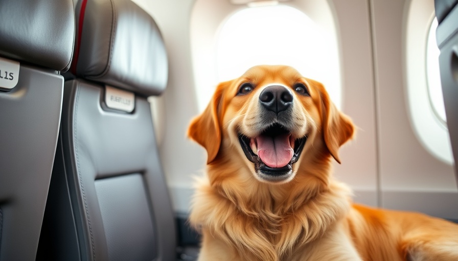 Pet-friendly travel options UAE: Happy dog in airplane.