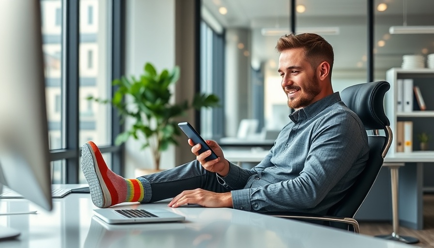Relaxed office worker checking phone, illustrating Gen Z AI career perspectives.