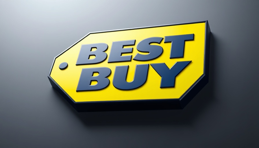Best Buy logo in 3D on gradient background representing AI job losses.