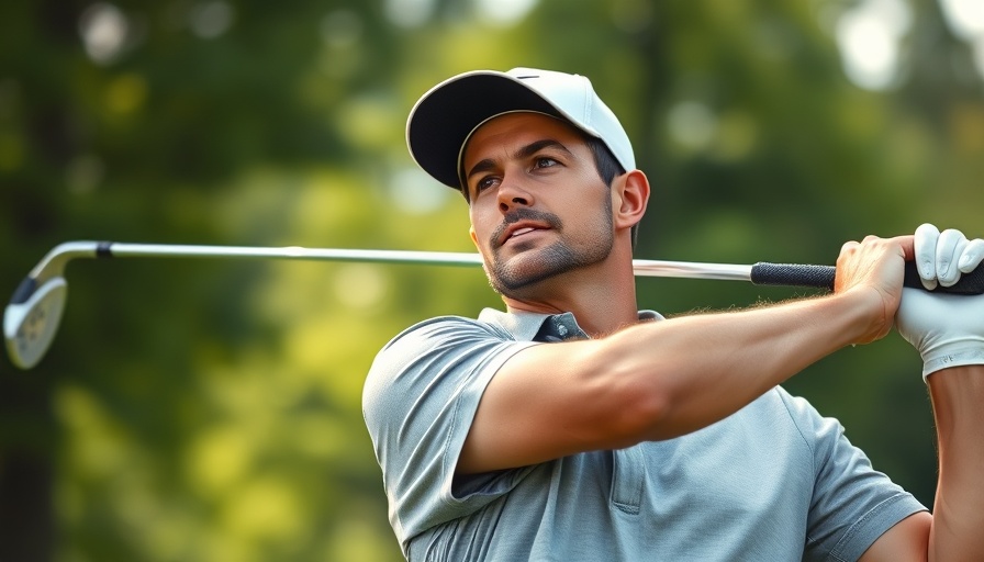 Focused golfer swinging at 2025 Tour Championship predictions event.