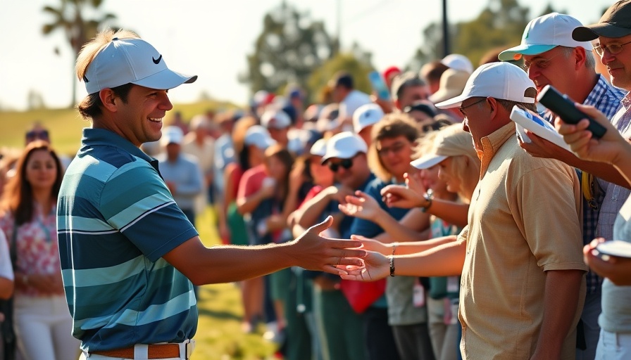 Golfer signing autographs at LIV Golf in Michigan debut event.