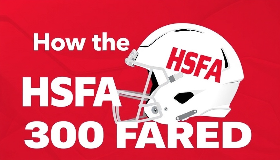 Helmet with HSFA logo and bold text on red background.