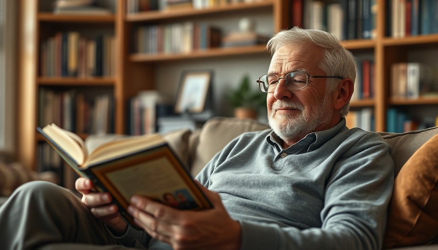 Elderly man reading in a cozy living room, showcasing how much older Belgians read.