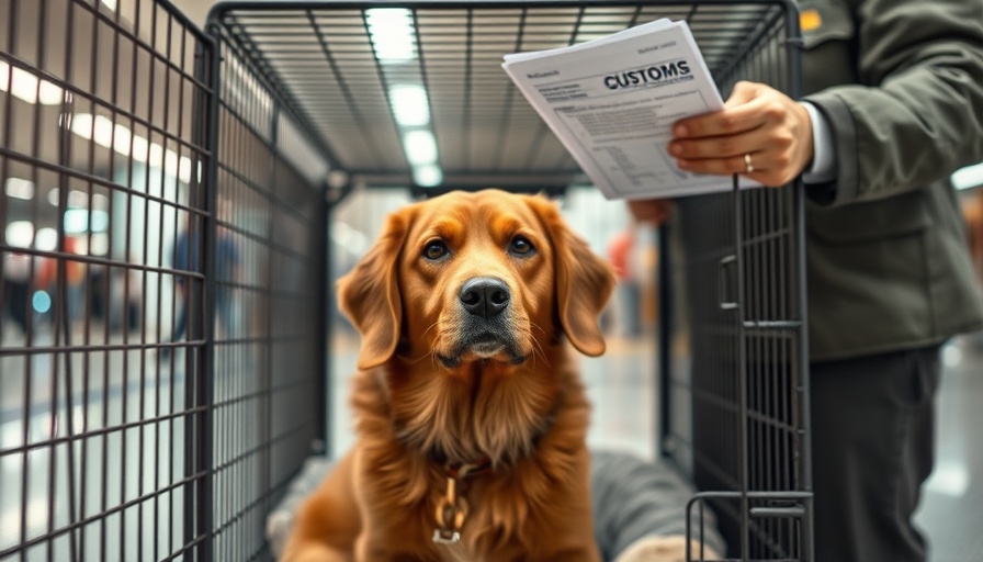 Customs officer checking documents at airport for importing pets into the U.S.