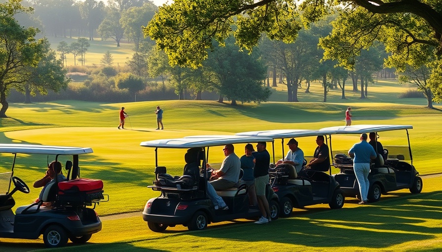 Golfers preparing at golf course in Myrtle Beach highlighting economic impact.