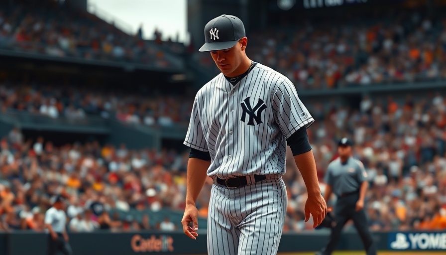 Yankees player looks dejected, reflecting mediocre performance.