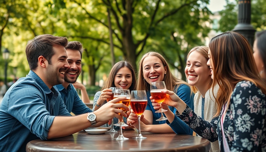 Young adults enjoying a vibrant outdoor gathering.