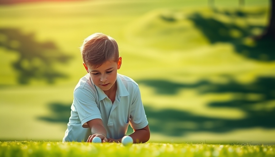 Young golfer on course studying putt, Boys Golf narrow loss to South Fayette.