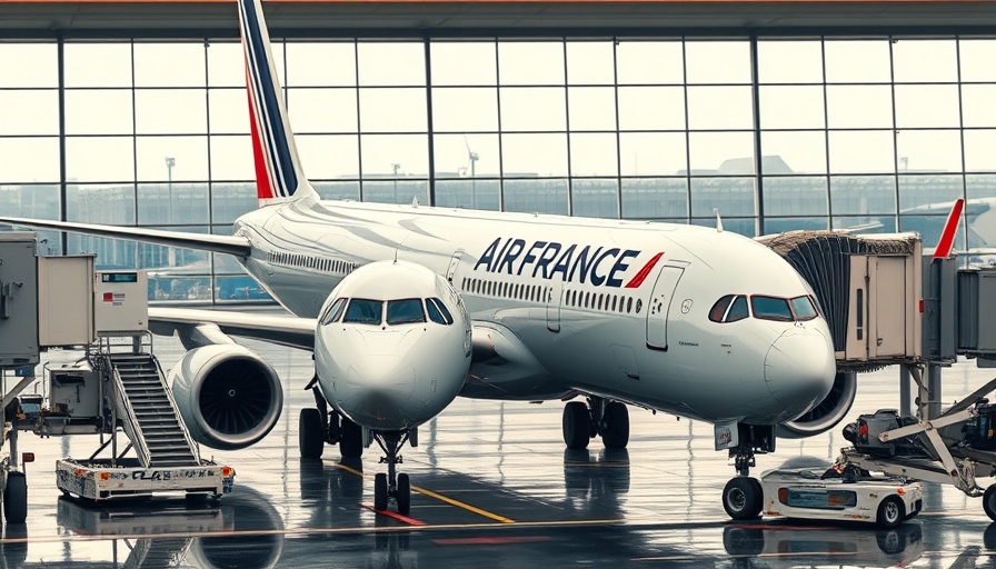 Airlines flying to France, Air France at gate allowing pet travel.