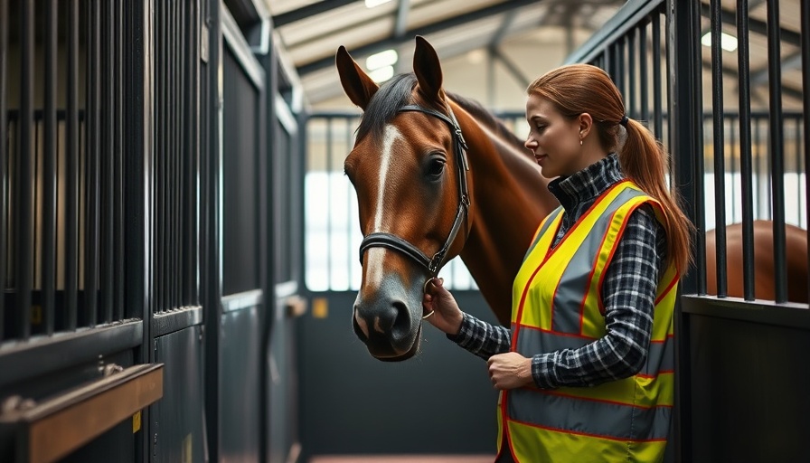 International pet travel scene with horse and handler