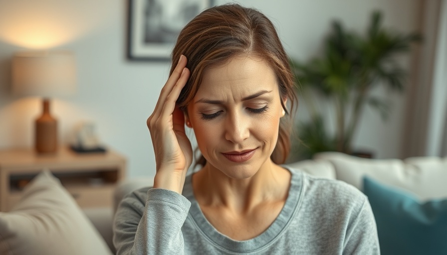 Woman demonstrating migraine relief tips in a calm setting.