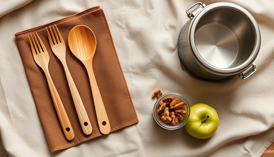 Eco-friendly utensils and healthy snacks for on the go.