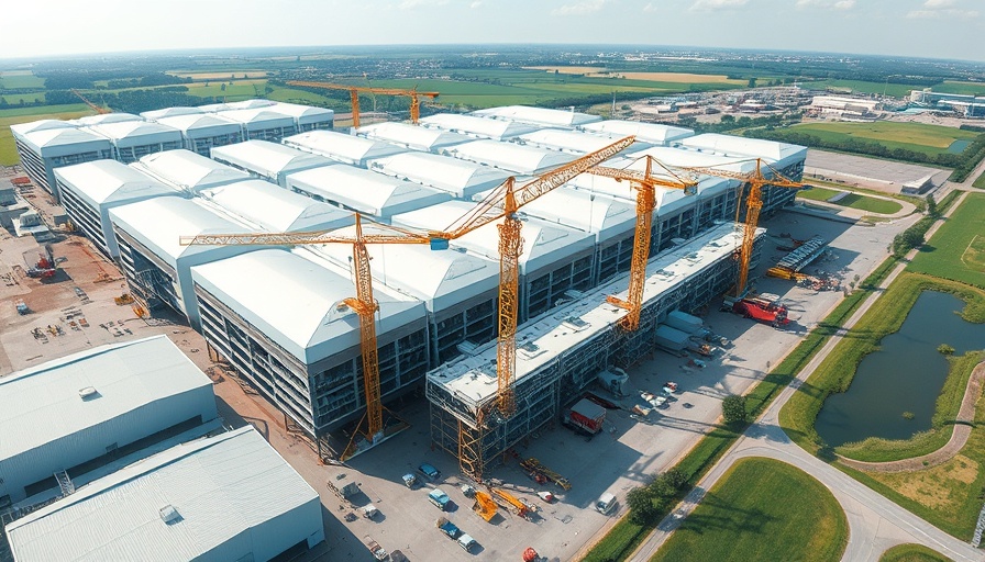 Aerial view of industrial facility under construction for AI keynote on future of work.
