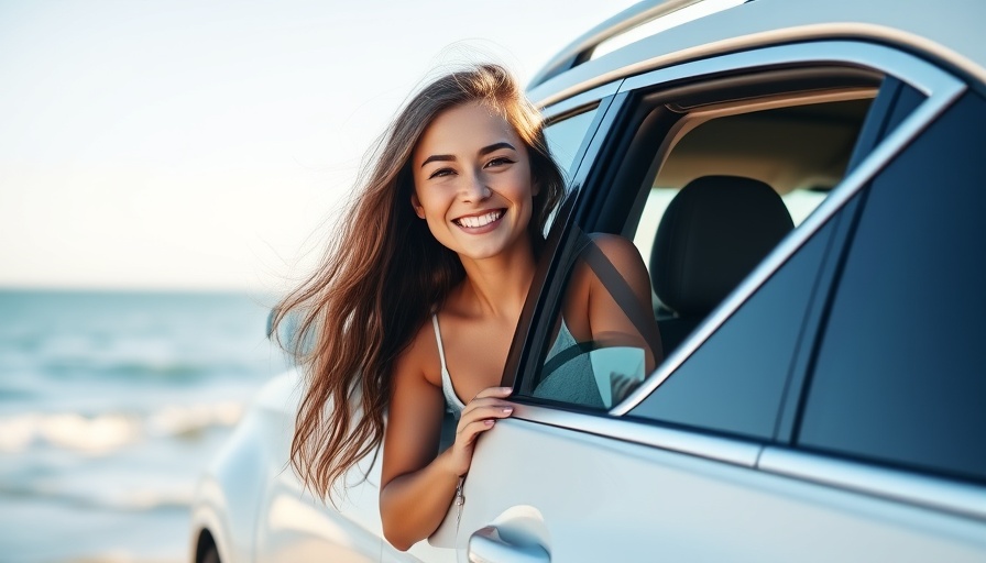 Woman enjoying ocean view by SUV, maximize last summer weekend.
