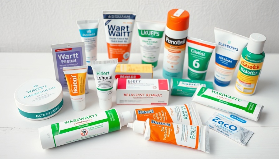 Assorted wart removal treatment options in vivid packaging