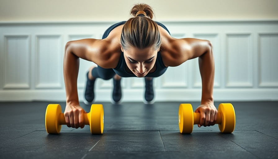 Woman performing plank on dumbbells for strength training for runners.