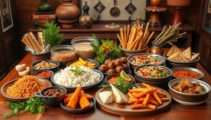 Diverse traditional foods representing global cultures, showcasing food preferences and culture.