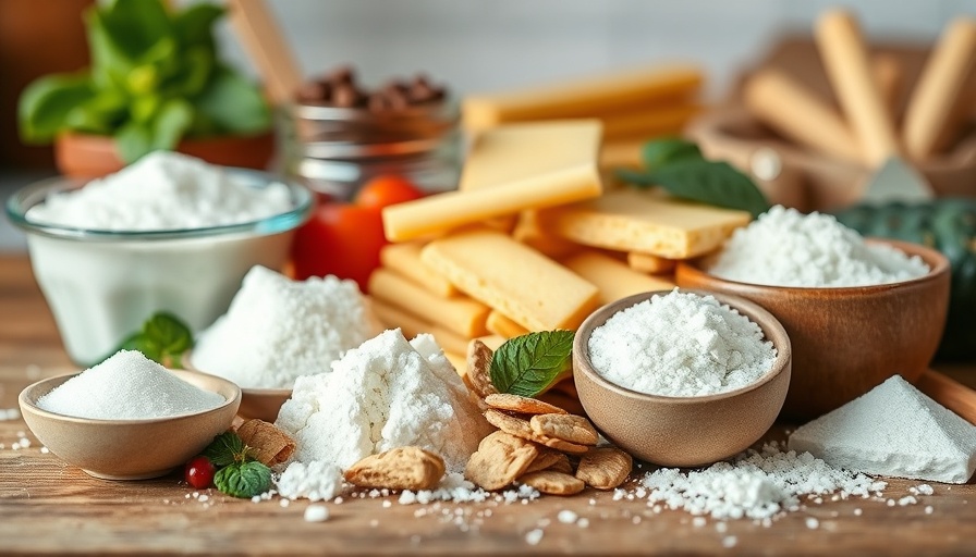 Close-up of healthy sugar alternatives on a wooden counter.