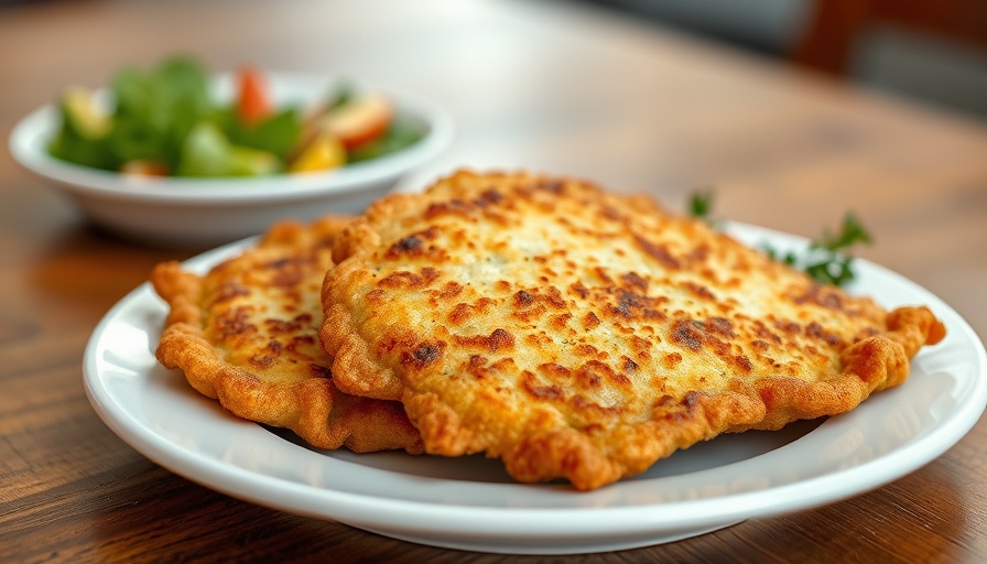 Golden-brown vegetarian kaasschnitzel on a white plate.