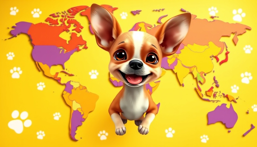 Map showing countries that love dogs the most with a Chihuahua.