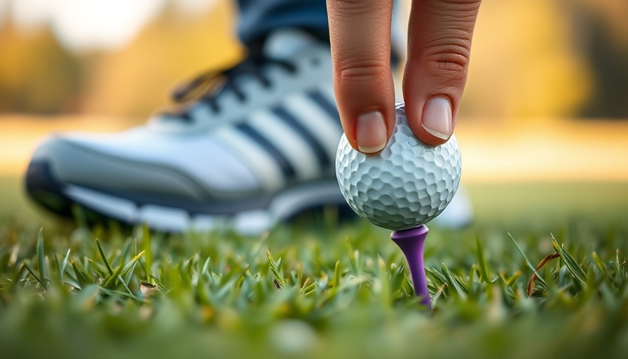 Close-up of golfer placing ball on tee, Big Ten Golfers to Watch.