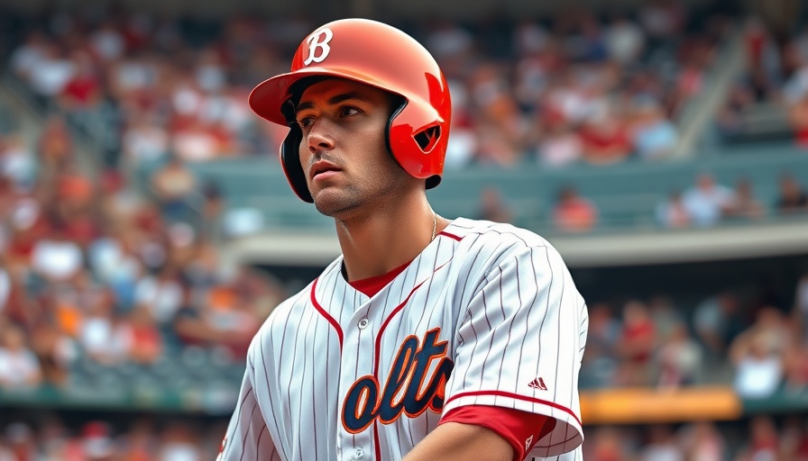 Player in action reflecting on Taylor Trammell's bat controversy in a stadium.
