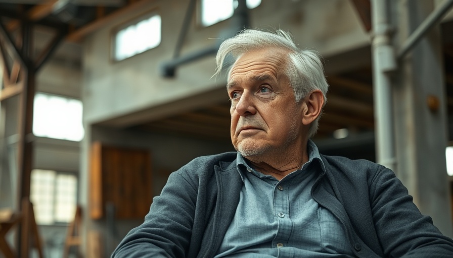 Thoughtful elderly man sitting indoors, representing letting go for personal growth.