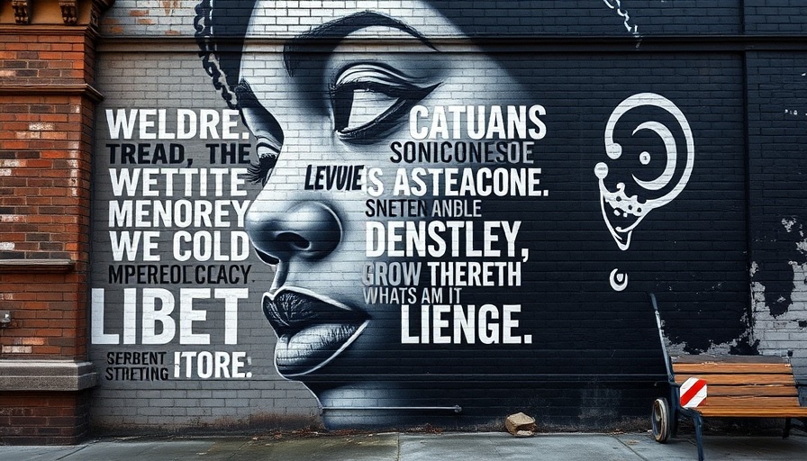 Frantz Fanon violence as a means to liberation mural with text on brick wall.