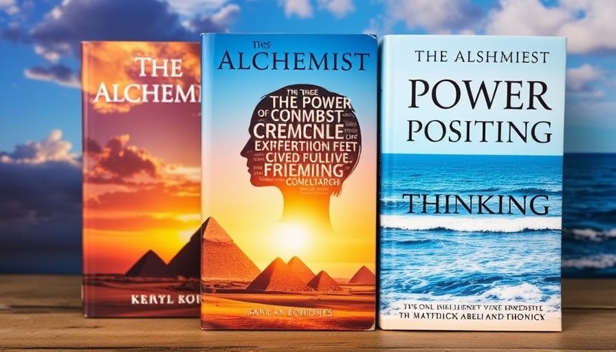 Book covers of 'The Alchemist', emotional silhouette, and 'The Power of Positive Thinking'