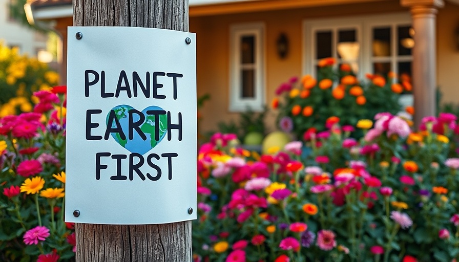 Sustainability poster with heart-shaped Earth and flowers, green innovation digital media.