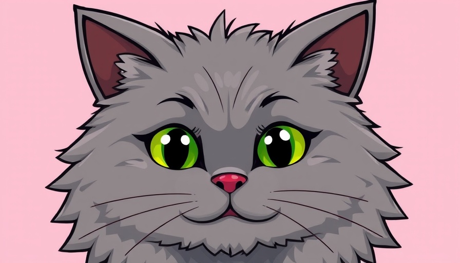 Cute illustrated cat on pink cover for children's book.