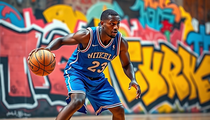 NBA Brotherhood Update: Basketball player in action before graffiti wall.