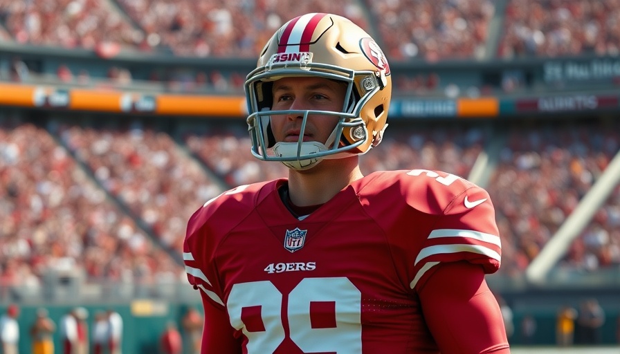 NFL player update: Focused San Francisco 49ers athlete on field.